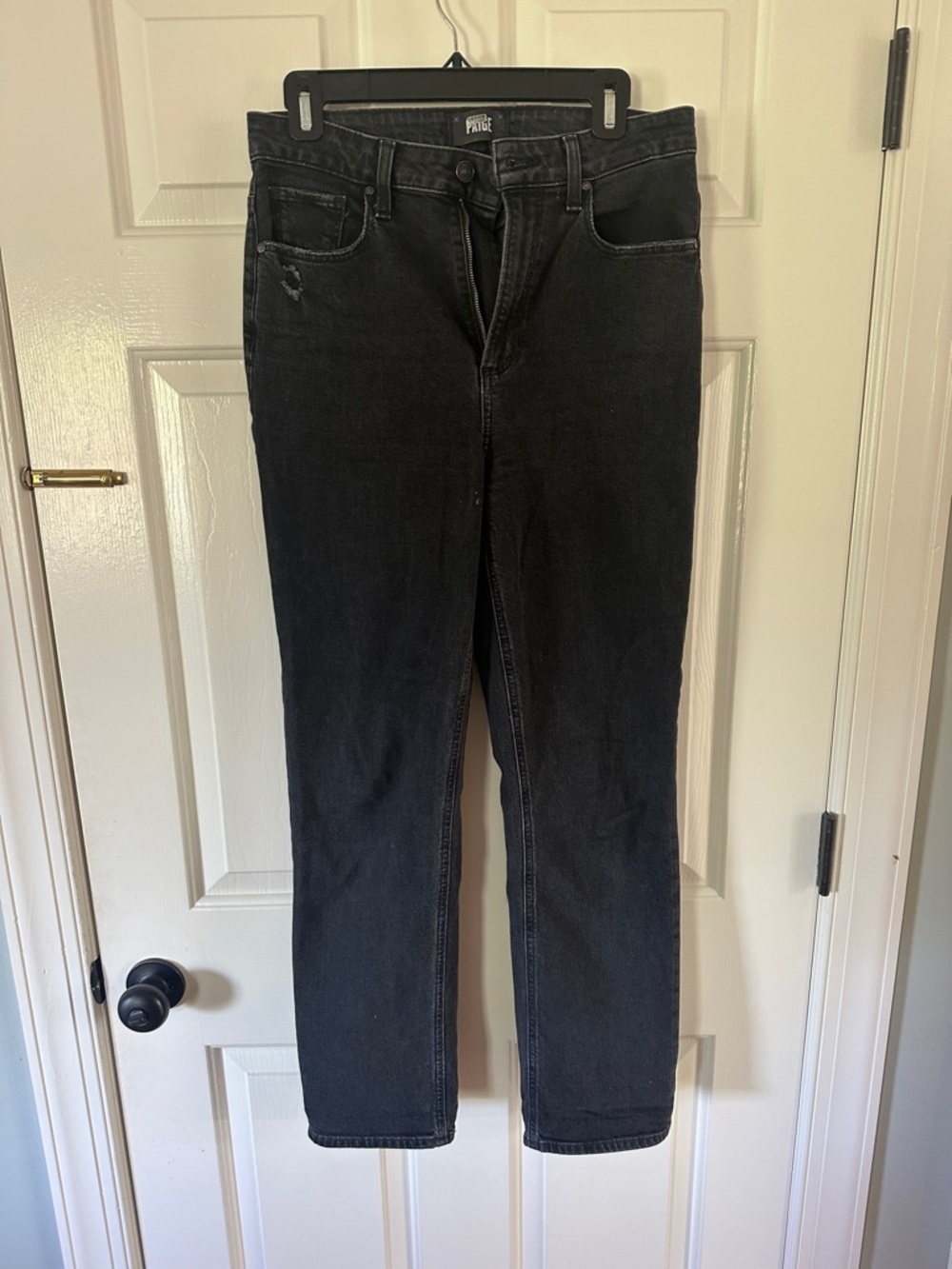 Paige Stella Black Slim Straight Jeans